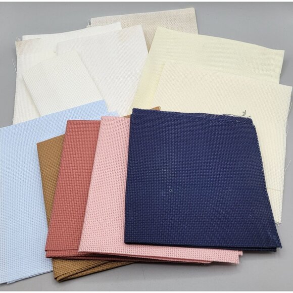 Various Cross Stitch Fabric Pieces Assorted Colors and Sizes Craft String Pkg - Picture 2 of 8